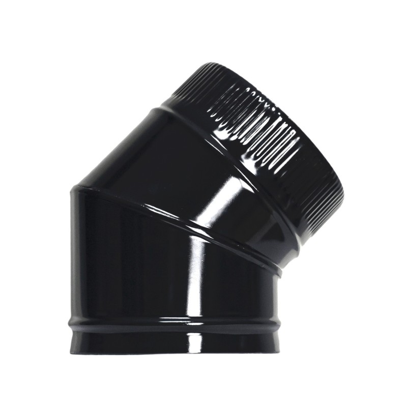 Codo Estufa Liso Negro Vitrificado Ø 200 mm, 45°