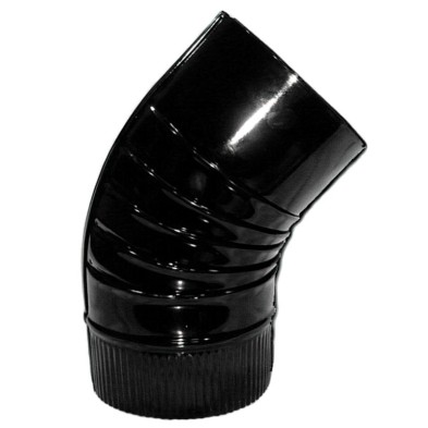 Codo Estufa Color Negro Vitrificado de  120 mm, 45°,