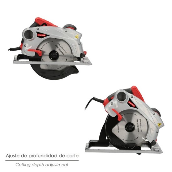 Sierra Circular 1300 Watt, Con Laser Disco 185 mm, 4,700 RPM Corte Inglete Regulador de Profundidad, Ingletadora, Sierra Madera 