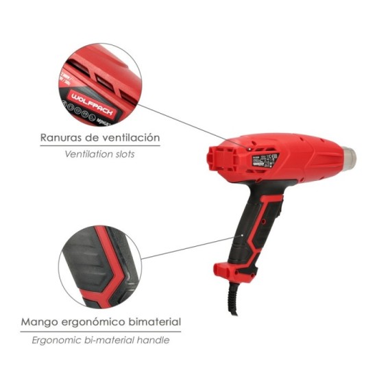Pistola Aire Caliente 2000 Watt, 2 Potencias Con  Accesorios, Decapador, Pistola Decapar Aire Caliente al por Mayor | Almacén de