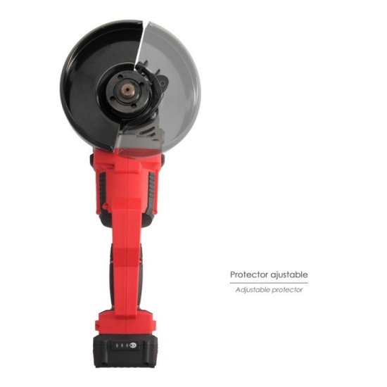 Amoladora A Bateria 20 Volt, Con Bateria 4,0 Ah, Ø 115 mm, 7,000 R,P,M, Mango 3 Posiciones Eje M14 Protector Disco Ajustable al 