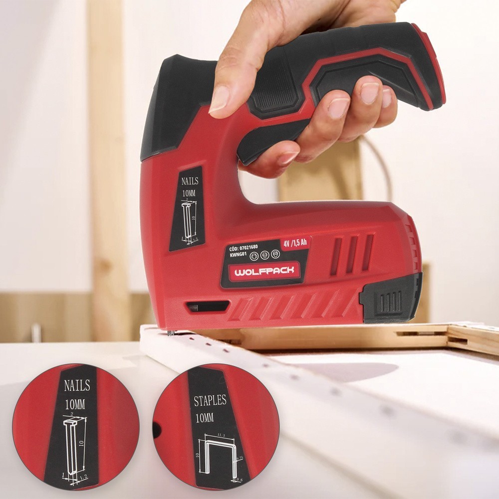 Clavadora Grapadora  Recargable, Pistola Grapas y Clavos, Clavadora a Bateria, 1,500 mAh, 40 Grapas Minuto Con Grapas y Clavos a