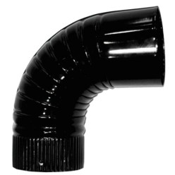 Codo Estufa Color Negro Vitrificado de 130 mm, 90°,