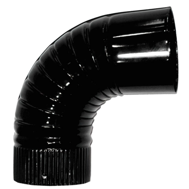 Codo Estufa Color Negro Vitrificado de 130 mm, 90°,