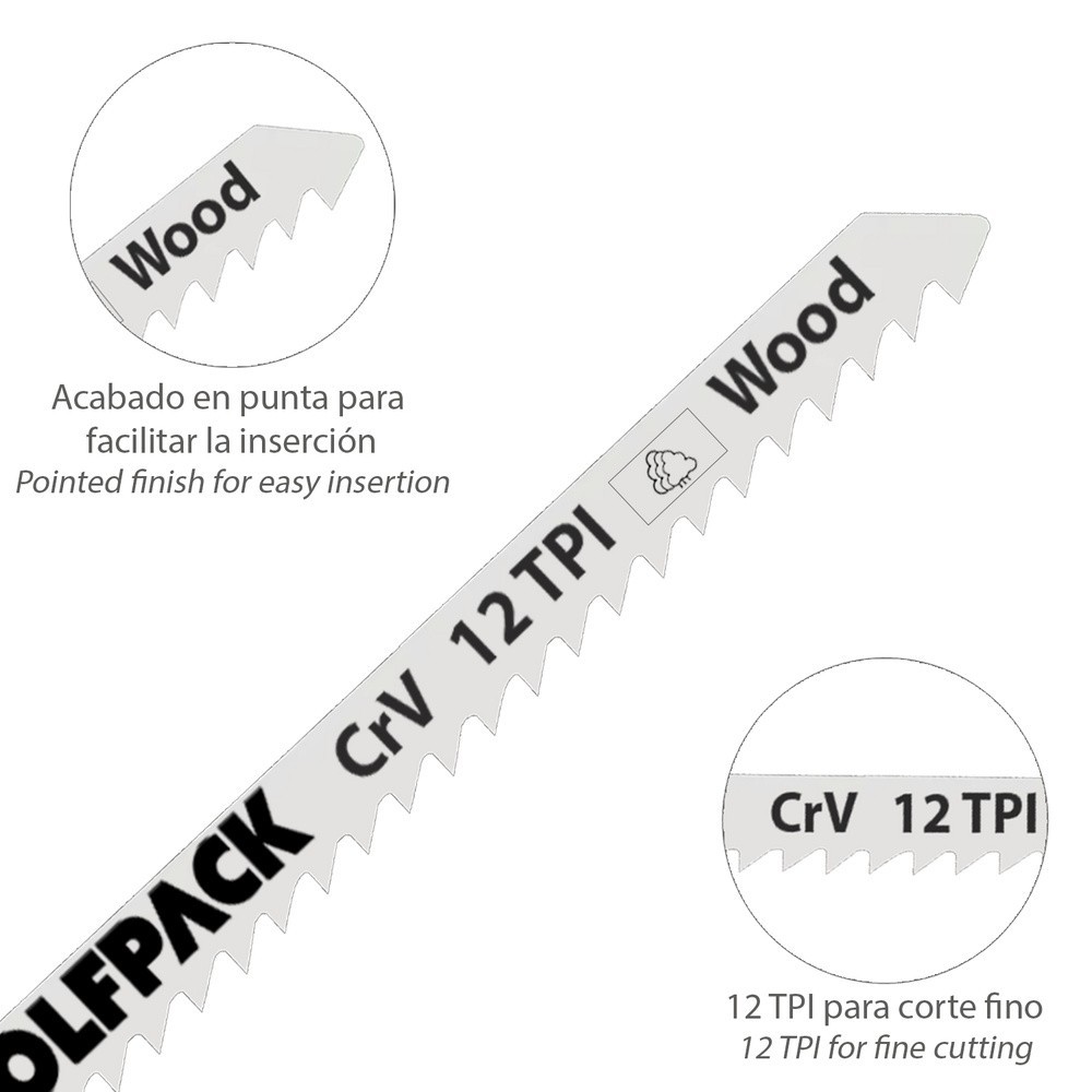 Hojas Sierra Calar Para Madera Corte Fino 5 Piezas, Hoja Cromo Vanadio 58, Vastago T Universal al por Mayor | Almacén de Ferrete