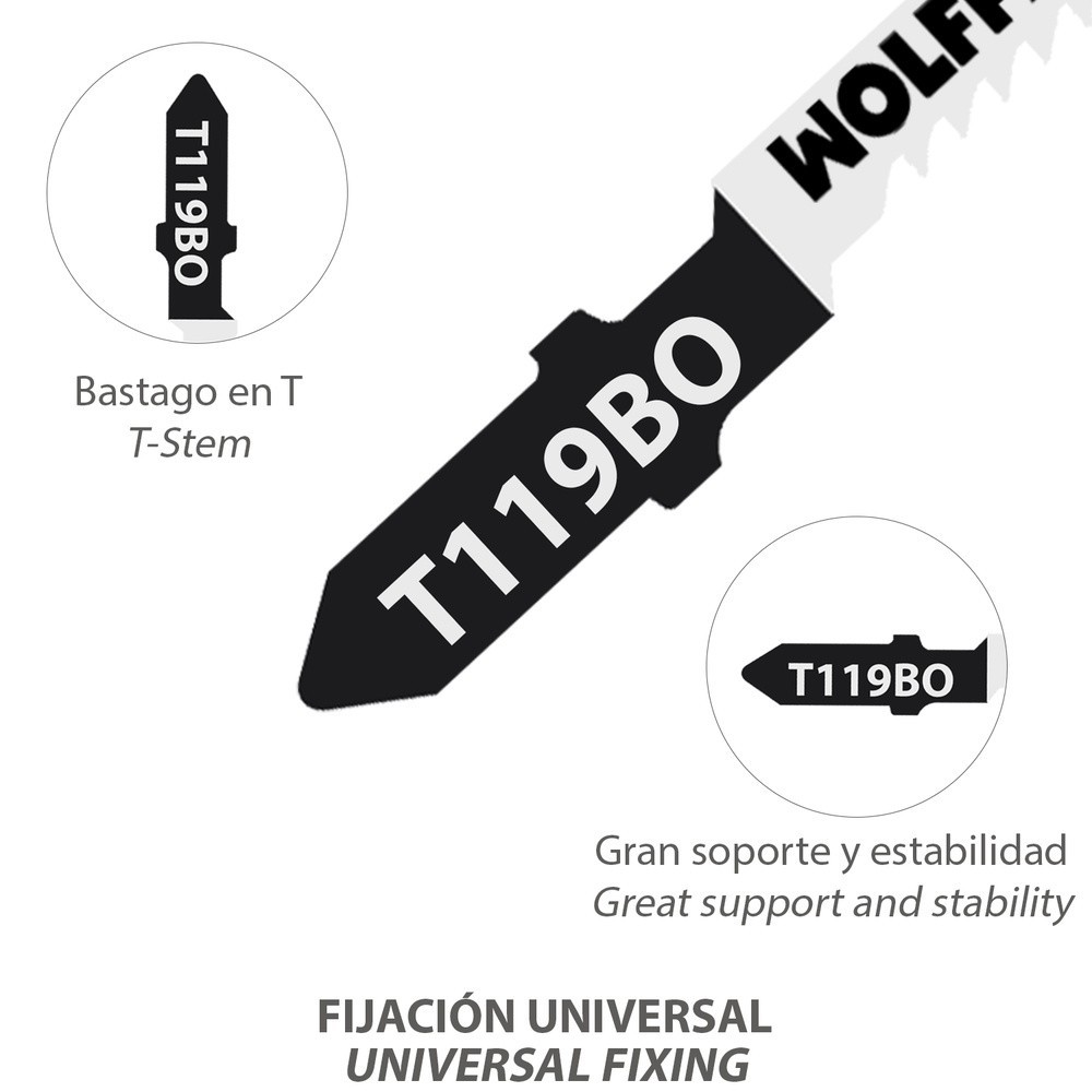 Hojas Sierra Calar Para Madera Corte Fino 5 Piezas, Hoja Cromo Vanadio 58, Vastago T Universal al por Mayor | Almacén de Ferrete