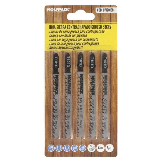Hojas Sierra Calar Para Contrachapado Corte Grueso 5 Piezas, Hoja Cromo Vanadio 58, Vastago T Universal al por Mayor | Almacén d