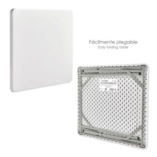 Mesa Plegable Cuadrada HDPE Multifuncional, Portatil, Resistente,Multiusos 86x86x74 cm, Color Blanco al por Mayor | Almacén de F