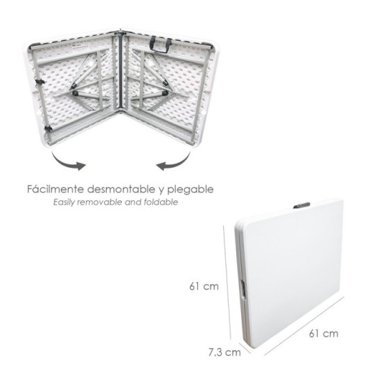 Mesa Plegable Rectangular HDPE 122x61x74 cm, Color Blanco al por Mayor | Almacén de Ferretería