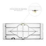 Mesa Plegable Rectangular HDPE Multifuncional, Portatil, Resistente,Multiusos 180x74x74 cm, Color Blanco al por Mayor | Almacén 