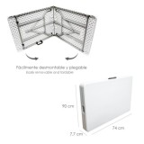 Mesa Plegable Rectangular HDPE Multifuncional, Portatil, Resistente,Multiusos 180x74x74 cm, Color Blanco al por Mayor | Almacén 
