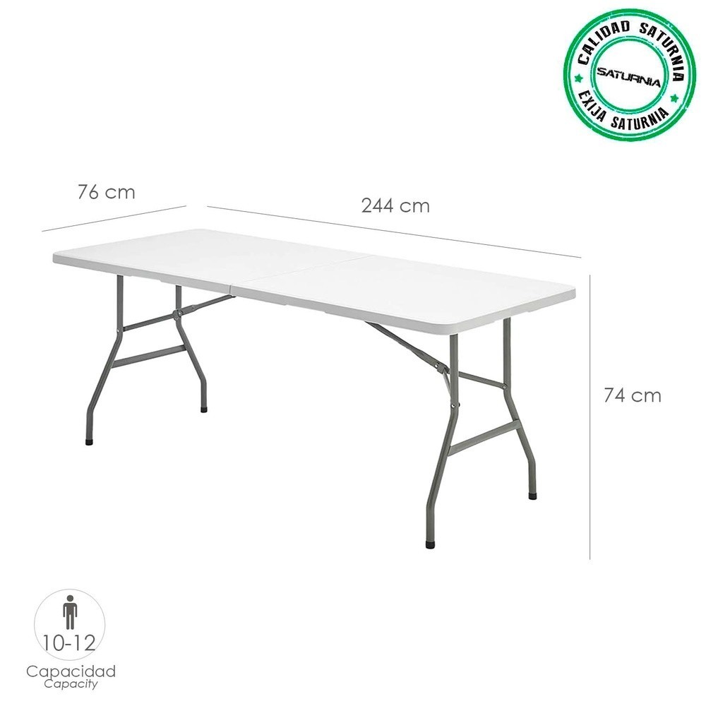 Mesa Plegable Rectangular HDPE 244x76x74 cm, Color Blanco al por Mayor | Almacén de Ferretería