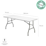 Mesa Plegable Rectangular HDPE 244x76x74 cm, Color Blanco al por Mayor | Almacén de Ferretería