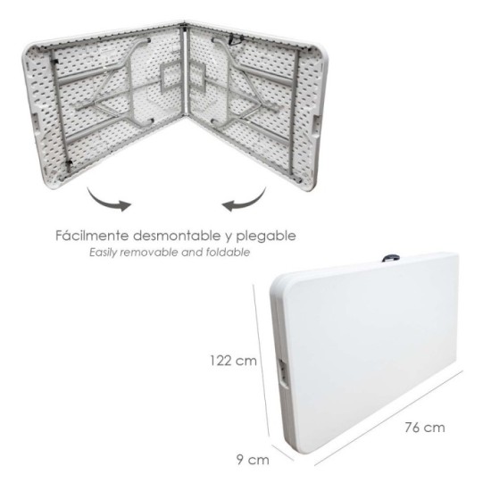 Mesa Plegable Rectangular HDPE 244x76x74 cm, Color Blanco al por Mayor | Almacén de Ferretería
