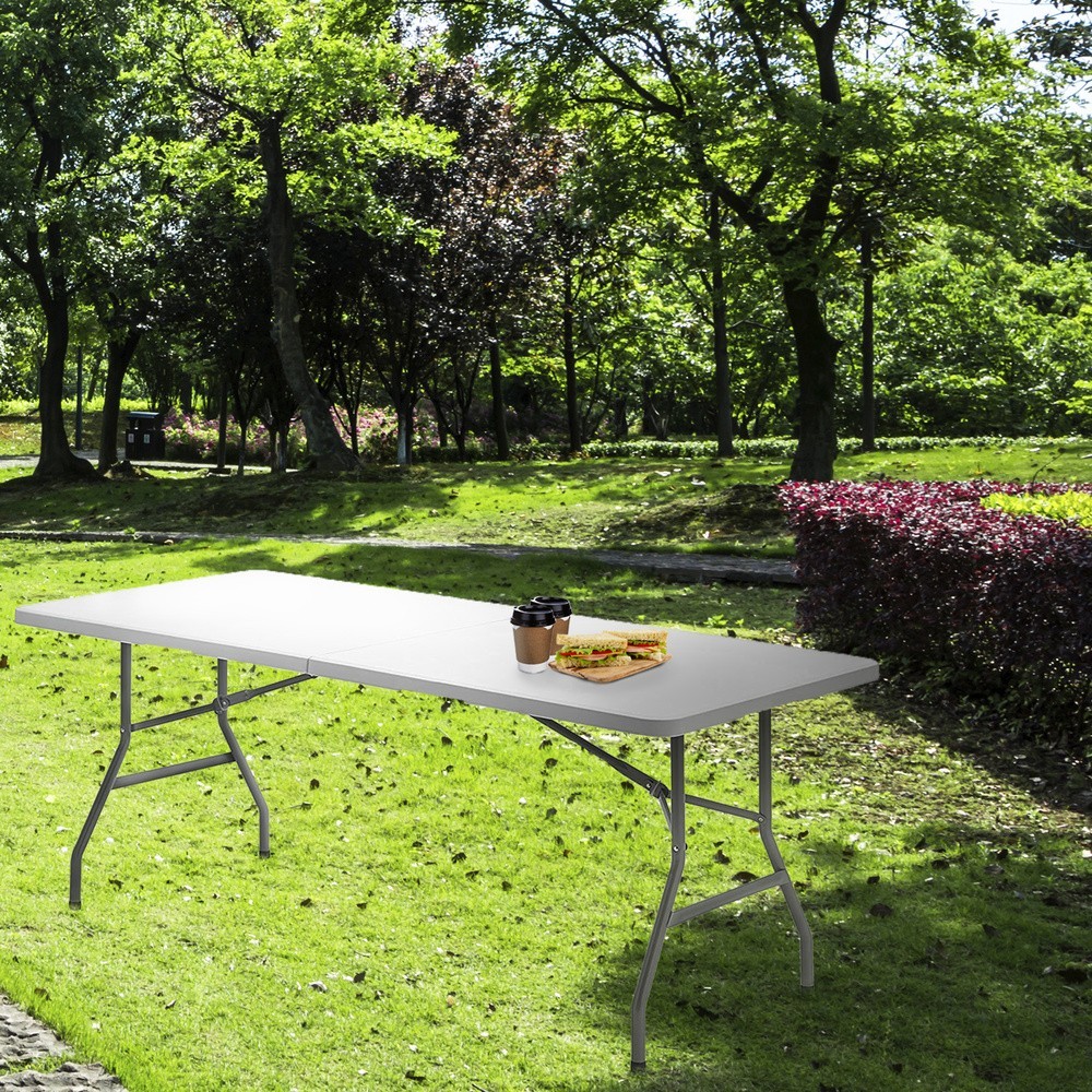 Mesa Plegable Rectangular HDPE 244x76x74 cm, Color Blanco al por Mayor | Almacén de Ferretería