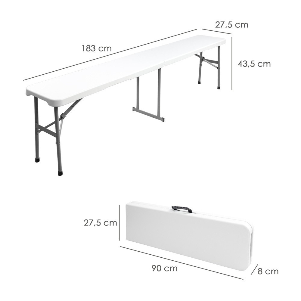 Banco Plegable Multifuncional, Portatil, Resistente,Multiusos 183x28x44 cm, Color Blanco al por Mayor | Almacén de Ferretería