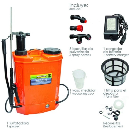 Sulfatadora Electrica A Bateria Doble Uso Bateria o Manual, Con Bateria Recargable 12 V / 8 Amperios al por Mayor | Almacén de F