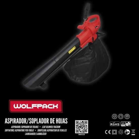 Aspirador Soplador Electrico De Hojas Jardín 3,000 Watt, Velocidad Aire: 270 Km/h, Aspirador / Soplador / Triturador Des Hojas a