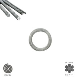 Cable Galvanizado    2 mm, (Rollo 25 Metros) No Elevacion