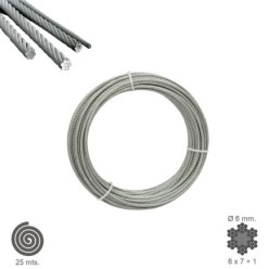 Cable Galvanizado    6 mm, (Rollo 25 Metros) No Elevacion