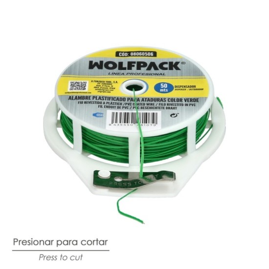 Alambre Atadura Plastificada Verde (Dispensador 50 M,) al por Mayor | Almacén de Ferretería