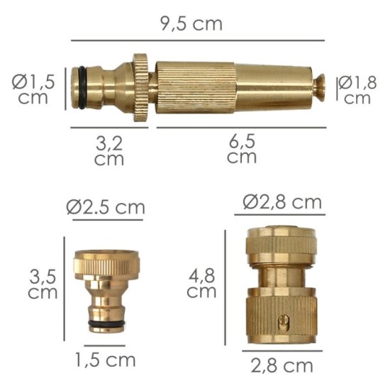 Set Riego 4 piezas Para Mangueras 1/2" Fabricado en laton, al por Mayor | Almacén de Ferretería