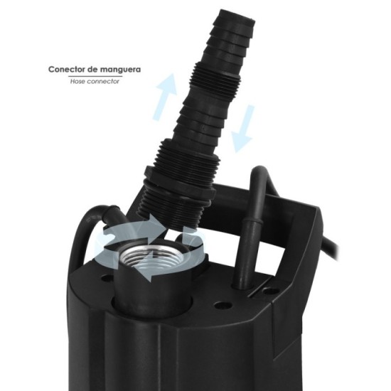 Bomba Aguas Limpias Sumergible Multietapa 1000 W, 5,200 lts/hora, Profundidad 7 Mts, Elevación 35 mts, Presion Max: 3,5 Bares al