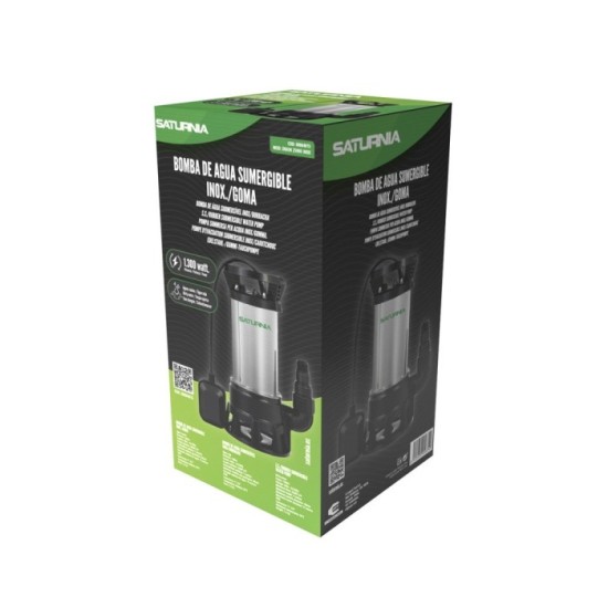 Bomba Aguas Sucias Sumergible Inoxidable 1,300 W, 25,000 lts/hora, Profundidad 7 Mts, Elevación 11 mts, Particulas max, Ø 38 mm,