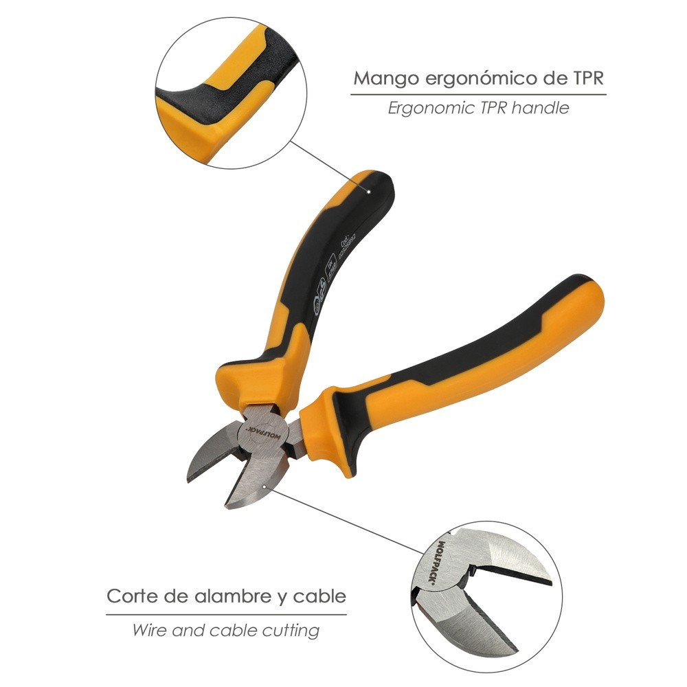 Alicates Corte Diagonal 175 mm, Acero DIN 5749 Pelacables, Corta Cables, Pelador Cables al por Mayor | Almacén de Ferretería