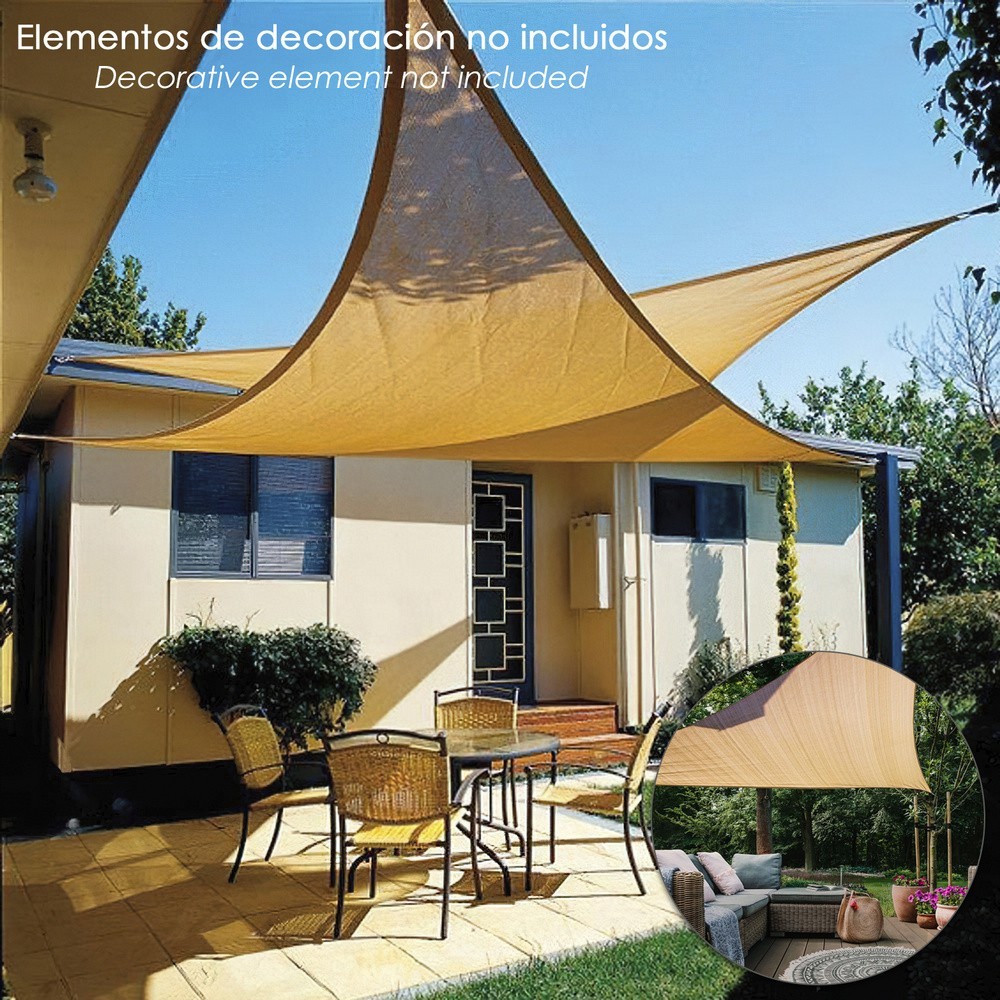 Toldo Vela Sombra Jardin Triangular 3,6x3,6x3,6 metros Beige al por Mayor | Almacén de Ferretería
