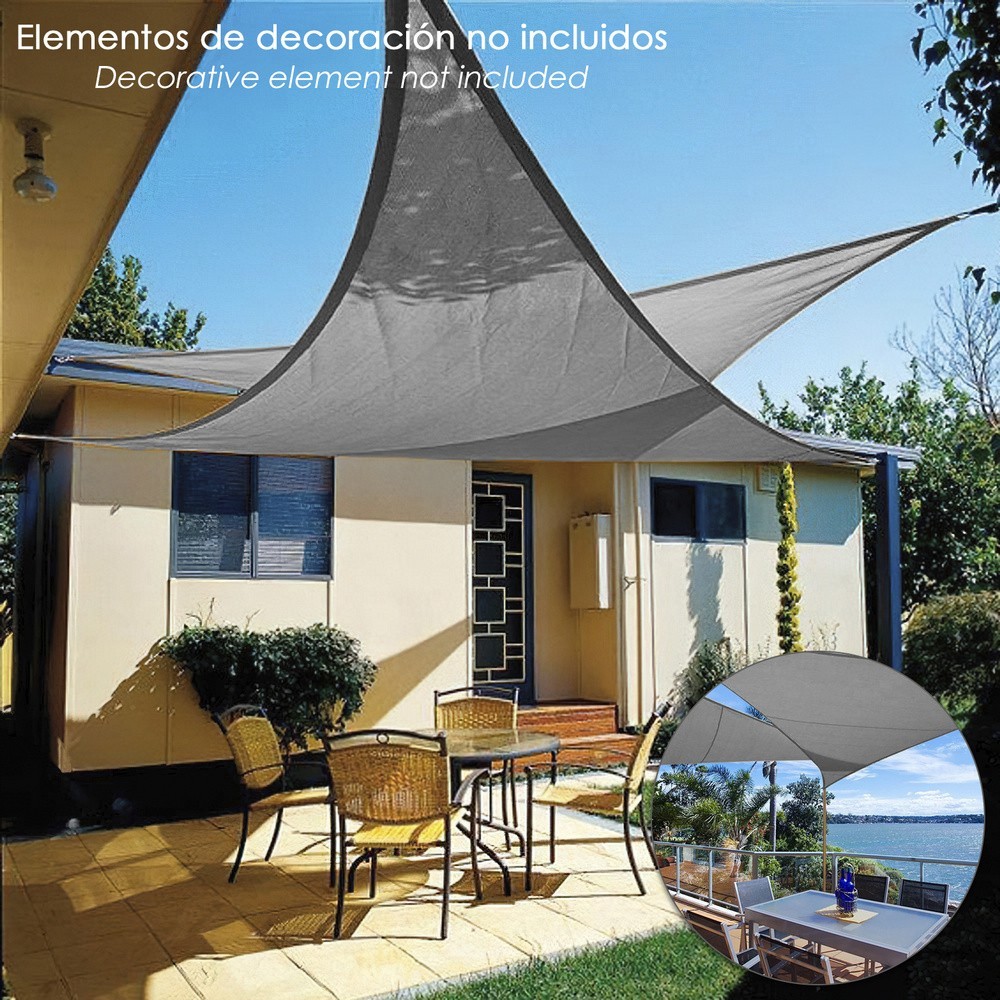 Toldo Vela Sombra Jardin Triangular Gris 5,0 x 5,0 metros, al por Mayor | Almacén de Ferretería