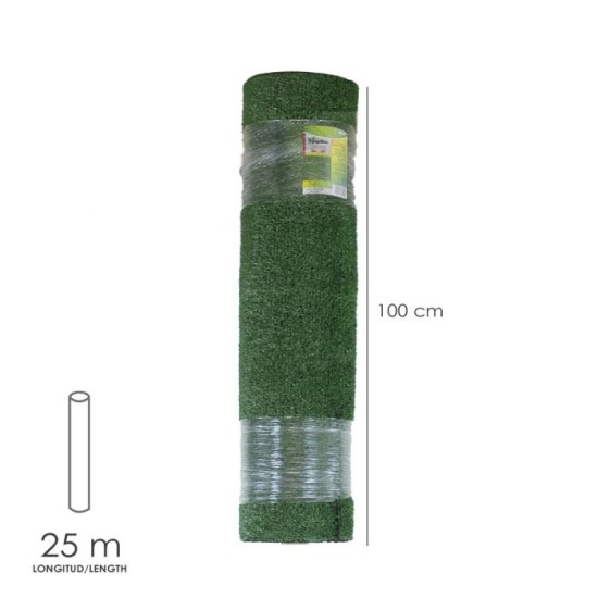 Cesped Artificial 7 mm, Rollo 1x25 mt, Césped Moqueta Para Interior y Exterior, Jardín, Terraza, Balcón, Uso Domestico al por Ma