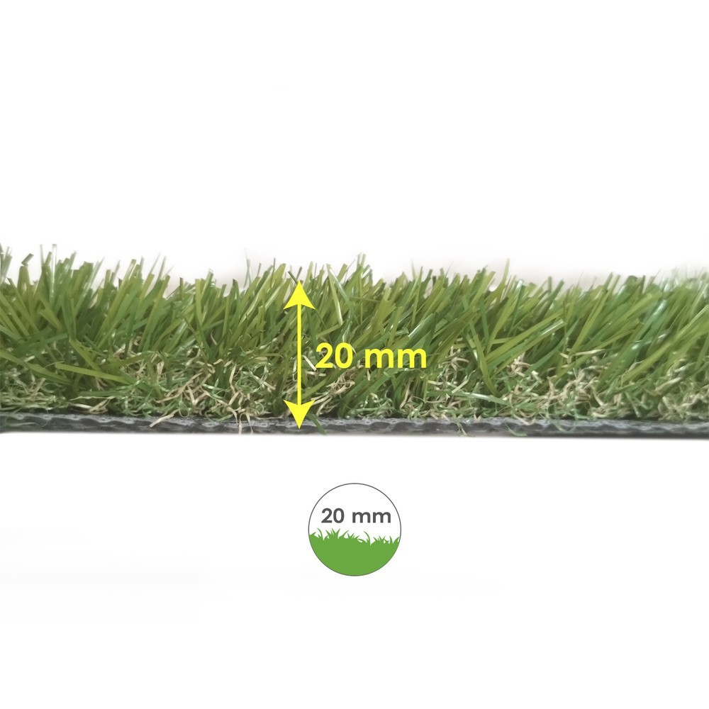 Cesped Artificial 20 mm, Rollo 2x10 metros, Césped Moqueta Para Interior y Exterior, Jardín, Terraza, Balcón, Uso Domestico al p