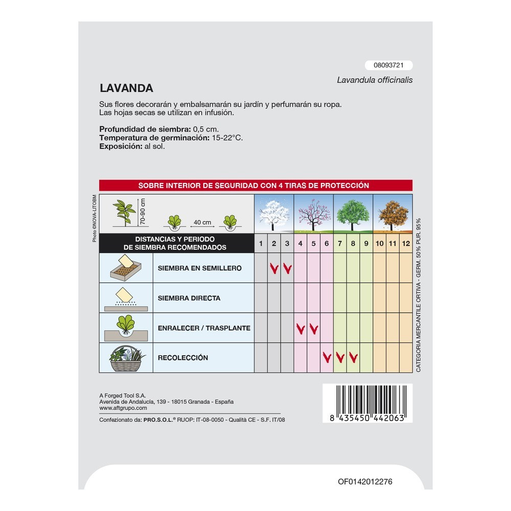 Semillas Aromaticas Lavanda (0,5 gramos) Horticultura, Horticola, Semillas Huerto, al por Mayor | Almacén de Ferretería