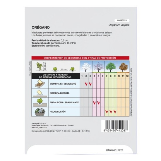 Semillas Aromaticas Oregano (0,3 gramos) Horticultura, Horticola, Semillas Huerto, al por Mayor | Almacén de Ferretería