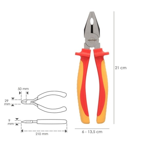 Alicates Universales 200 mm, Mangos Aislados Acero Cromo Vanadio Pelacables, Corta Cables, Pelador Cables al por Mayor | Almacén