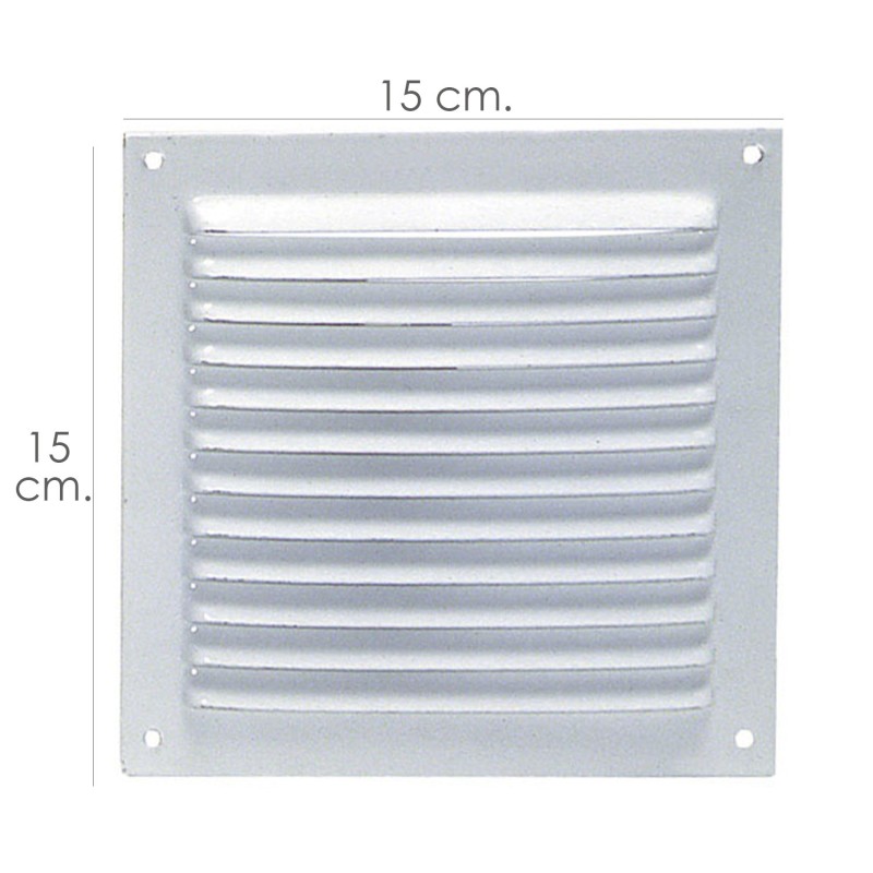 Rejilla Ventilación Atornillar  15x15 cm, Blanca Lacada