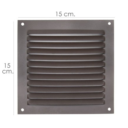 Rejilla Ventilación Atornillar 15x15 cm, Aluminio Color Marrón