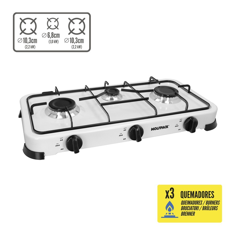 Cocina Gas 3 Fuegos Potencia 5,4 Kw, al por Mayor | Almacén de Ferretería
