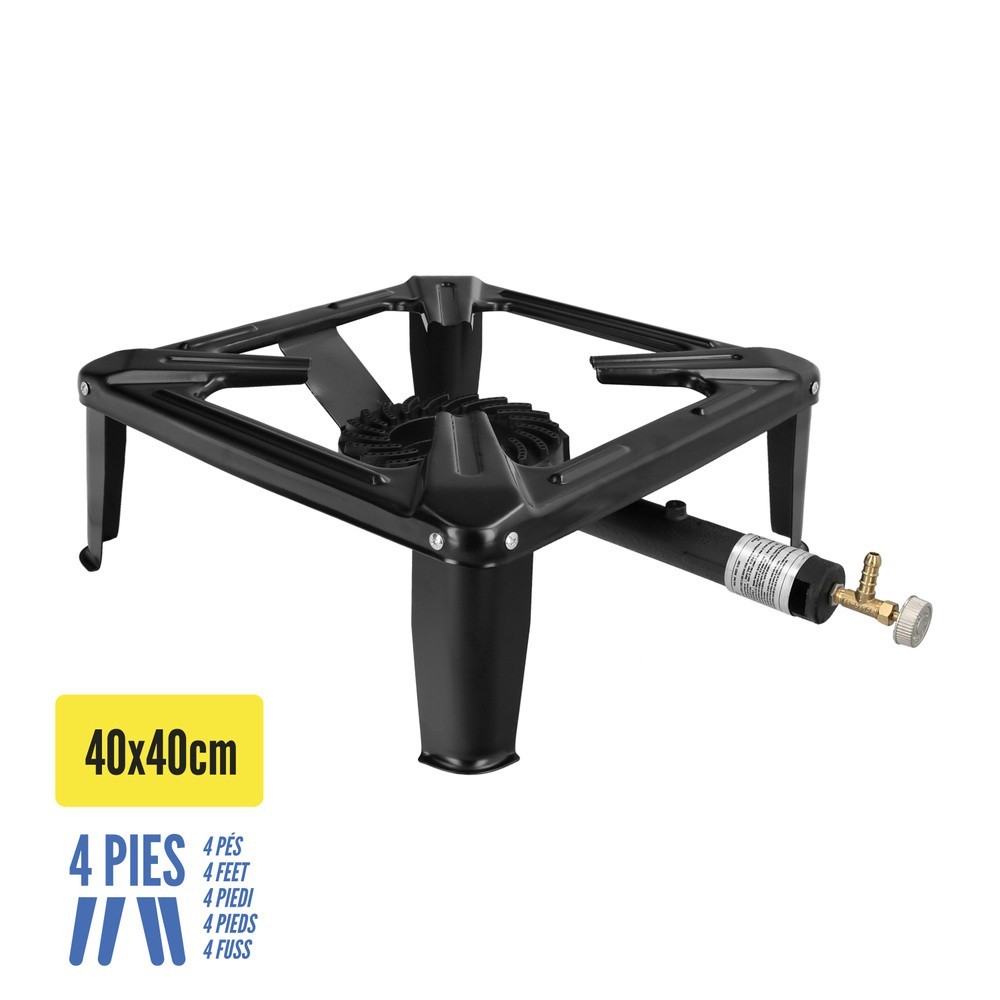 Hornillo Gas 4 Pies 40x40 cm, Potencia 7,000 Watts, al por Mayor | Almacén de Ferretería