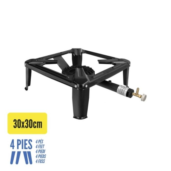 Hornillo Gas 4 Pies 30x30 cm, Potencia 4,000 Watts, al por Mayor | Almacén de Ferretería