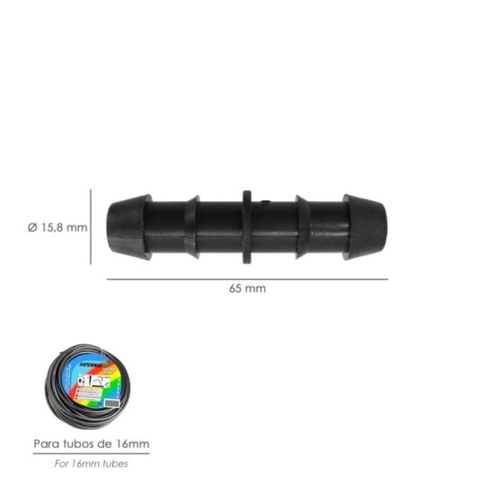 Enlace Simple Para Tuberias Goteo Ø 16 mm, (Bolsa 100 Piezas) Riego Por Goteo, Microaspersión, Riego Por Nebulizacion al por May