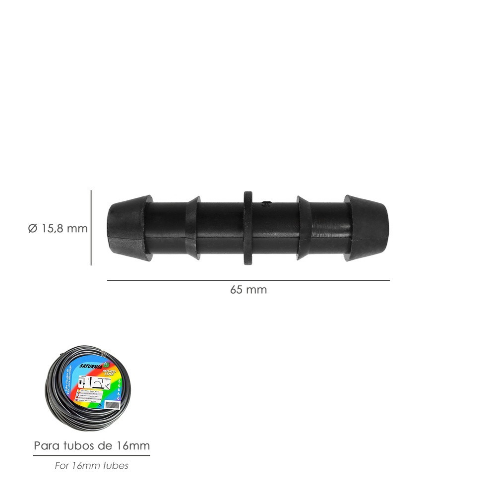 Enlace Simple Para Tuberias Goteo Ø 16 mm, (Bolsa 100 Piezas) Riego Por Goteo, Microaspersión, Riego Por Nebulizacion al por May