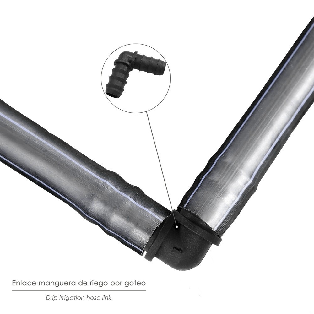 Codo Simple Para Tuberias Goteo Ø 16 mm, (Bolsa 100 Piezas) Riego Por Goteo, Microaspersión, Riego Por Nebulizacion al por Mayor