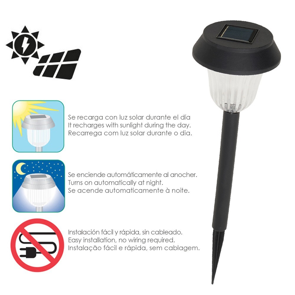Lampara Solar Jardin Plastico Ø 10,5 x 38 cm, Protección IP44 al por Mayor | Almacén de Ferretería