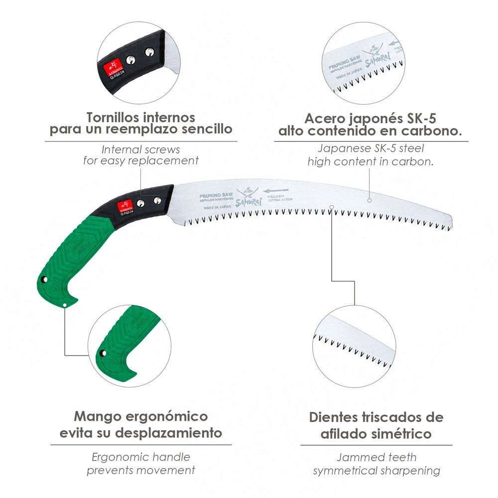 Serrucho Samurai Curvo Mango TPR 330 mm, al por Mayor | Almacén de Ferretería