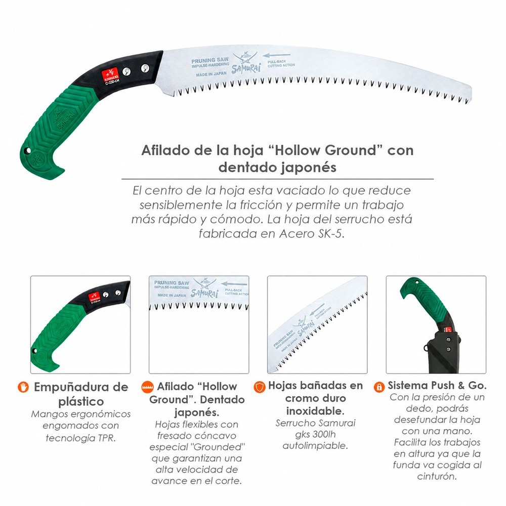 Serrucho Samurai Curvo Mango TPR 330 mm, al por Mayor | Almacén de Ferretería