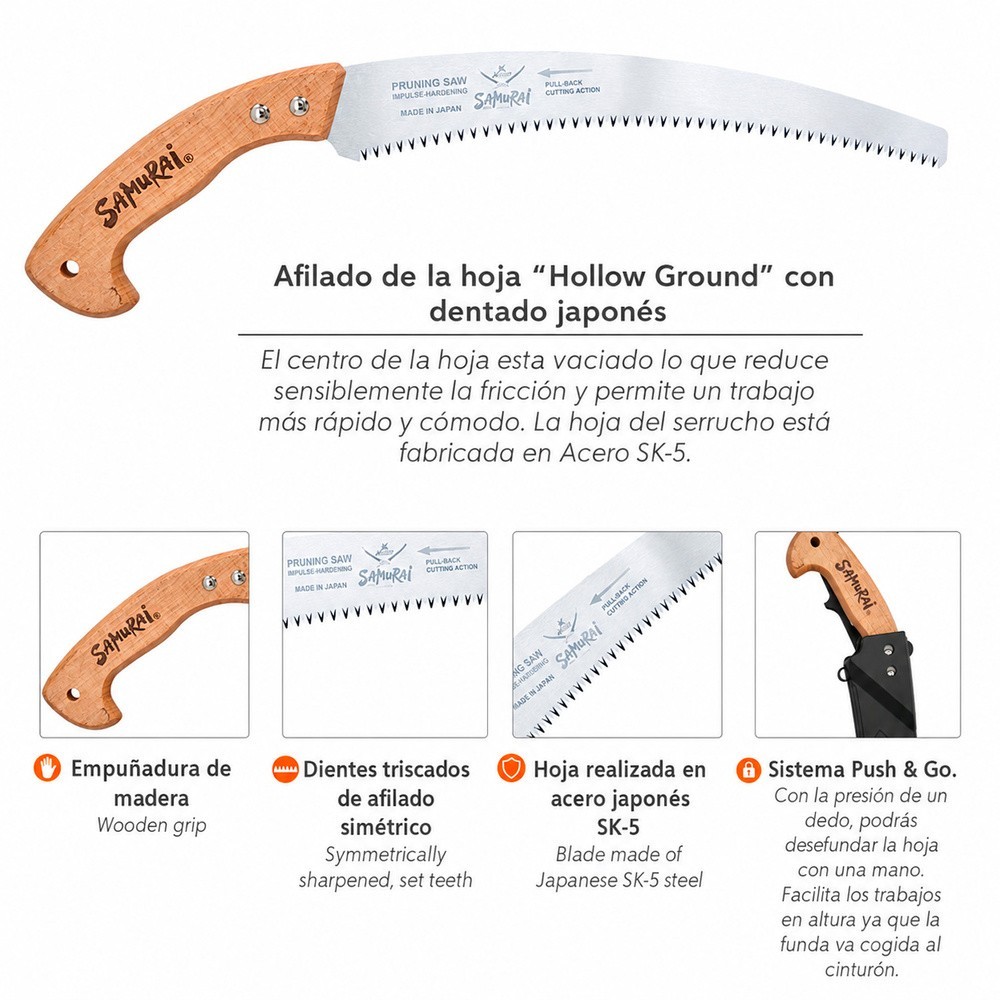Serrucho Samurai Curvo Mango Madera   330 mm, al por Mayor | Almacén de Ferretería