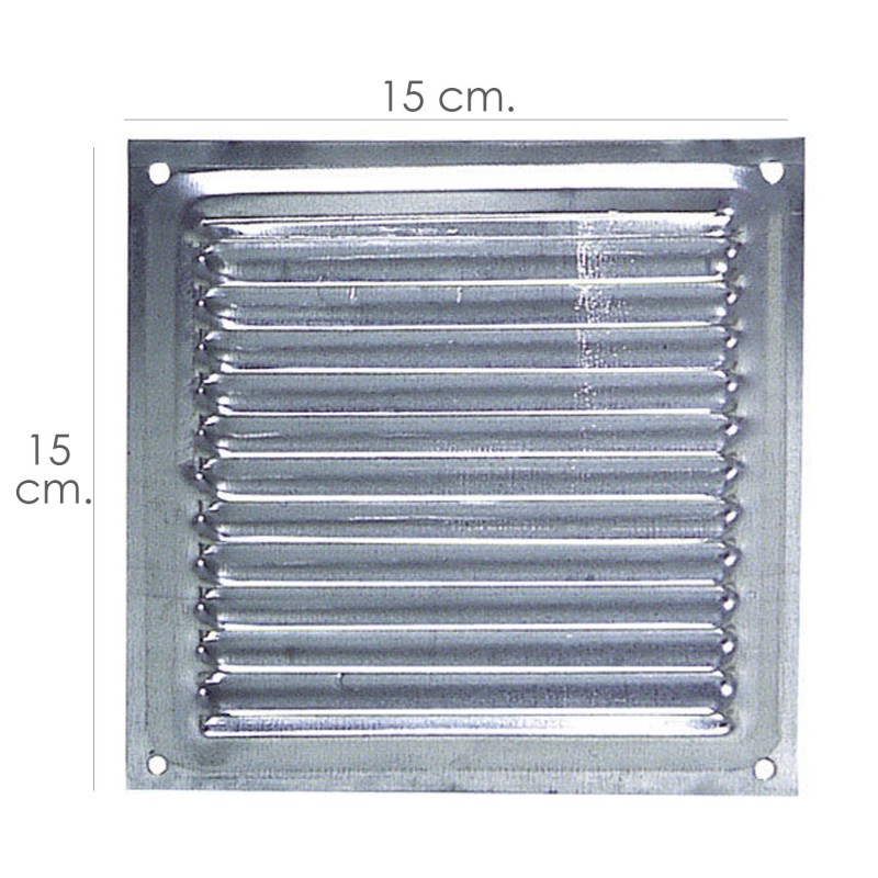 Rejilla Ventilación Atornillar  15x15 cm, Aluminio