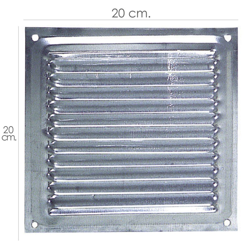 Rejilla Ventilación Atornillar  20x20 cm, Aluminio